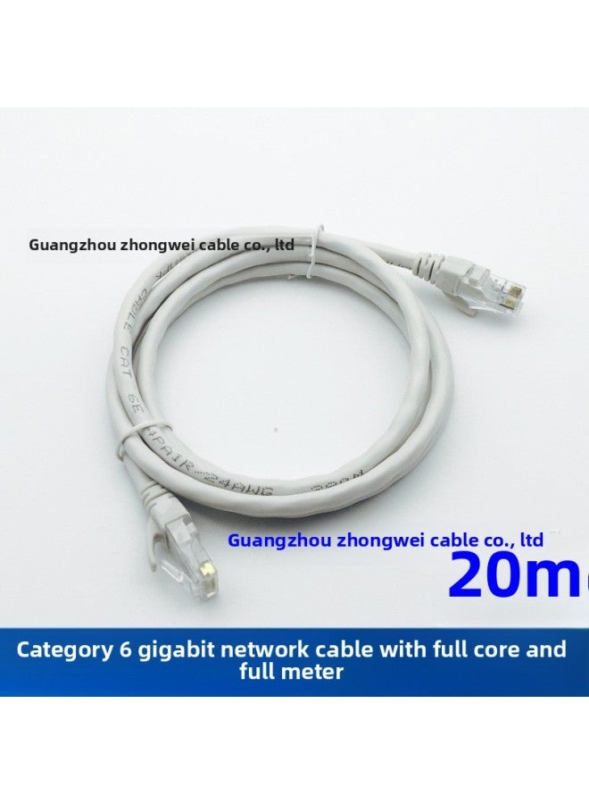 Full Core 20m CAT6 Super Six Network Cable Finished Computer Network Cable Router 8-core Gigabit Network Cable-Color:Gigabit Network Cable With Enough Core-Cord Length:20m